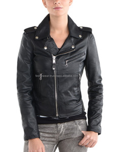 Elegante chaqueta de cuero de oveja para mujer, abrigo de invierno negro ajustado, ropa de abrigo de moda informal elegante, calidad Premium - Product Image 2