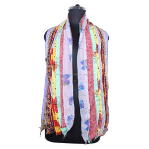 ผ้าส่าหรีผ้าไหมวินเทจผ้าพันคอแพตติ10แถบสำหรับเด็กผู้หญิง SC007อินเทรนด์ขโมยอินเดียผ้าส่าหรีผ้าพันคอกลับด้านได้สีสันสดใส - Product Image 1