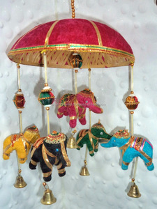 Cadeau Carillons Éléphant Cloche Décoration Fenêtre Porte Valance Suspendue Parsol Mobile Handmade Mobile door Hanging Latkan Tokri Art - Product Image 5