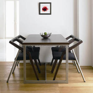 Mesa de comedor Industrial, mueble de metal y madera para hotel - Product Image 1