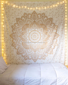 Tapiz de Mandala dorado ombré, colgante de pared indio, colcha Hippie Bohemia, decoración de cama Queen, doble Mandala, tapices de sábana - Product Image 2