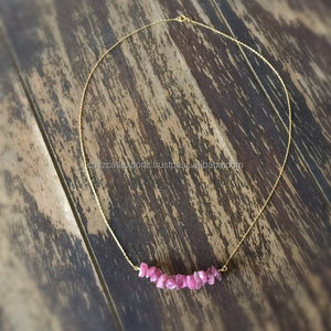 Venta al por mayor de Chips de Rubí, diseños de collar de piedra, joyería de moda Unisex hecha de Plata de Ley 925 para regalo o boda - Product Image 4