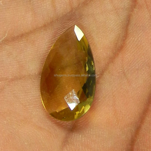 Ishu อัญมณีสีทองธรรมชาติสีควอตซ์13X22mm ลูกแพร์ตัด8.7 CTS VVS ชัดเจนสร้อยคออัญมณีหลวมสีเหลืองสีฟ้ามรกต - Product Image 1