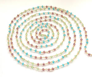 Belle chaîne de chapelet multi-pierres plaquée or 3-4mm perles de fil de pierres précieuses pour l'artisanat de bijoux - Product Image 3