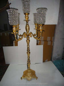 Candelabros de Metal de cristal dorado alto en relieve para Decoración de mesa de boda centros de mesa candelabro de suelo elegante - Product Image 5