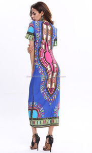Vestido Tradicional Africano Dashiki para Mujer, Vestido Ajustado de Manga Corta, Vestido Largo de Algodón con Estampado Dashiki, Vestidos Africanos Dashiki - Product Image 3