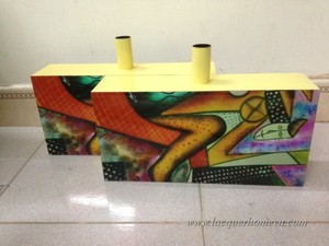 HT6702 Bulk <b>paper</b> lacquer decor vases with <b>hand</b> panting, <b>made</b> in Vietnam, direct supplier - Product Image 3