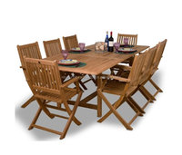 Juego de mesa y sillas rectangulares de teca, mobiliario de Patio y jardín al aire libre, 8 unidades