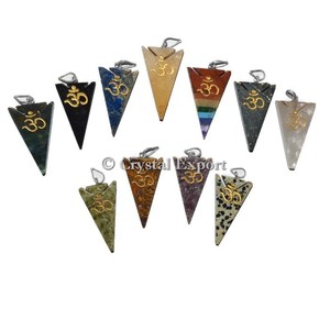 Mix Gemme pointes de Flèches Om Pendentifs: Gros Gravé Pendentif - Product Image 1