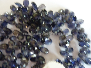 CosZcalt Exports Perles en forme de cœur facettées en iolite bleue, forme briolette, BM020 - Product Image 3