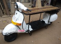 Mesa de Bar de Reproducción de Scooter Vintage Indio, Muebles de Bar de Diseño de Restauración de Automóviles de Lujo para Hoteles y Restaurantes