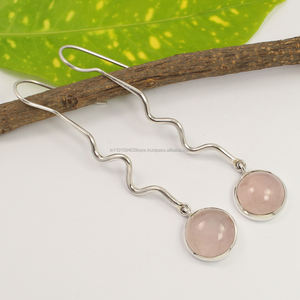 โบราณ3 1/8 "การออกแบบรอบลดการตั้งค่ากรอบ925แท้สีเงินแท้สีสเตอริ่งสีเงินธรรมชาติสีชมพูกุหลาบอัญมณีควอตซ์ - Product Image 2