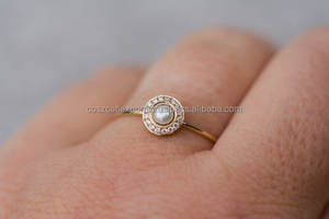 Sterling Silver Freshwater <b>Pearl</b> Wedding & Engagement <b>Ring</b> with Diamonds Pave Setting Fine Jewelry - Product Image 2