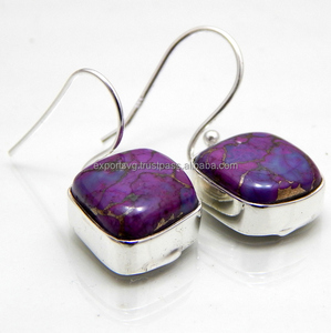 New Arrival 925 Sterling <b>Silver</b> <b>Drop</b> <b>Earrings</b> Natural Copper Turquoise Gemstone Gold Plated Fashion Jewelry Party Gift for Her - Product Image 5
