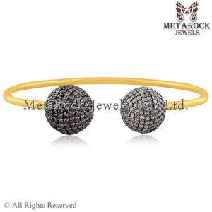 Bracelet en argent Sterling 925 avec diamant noir et blanc pour femme, bijou plaqué or jaune 14k, cadeau - Product Image 2