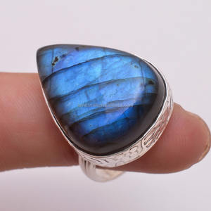 Anillo de piedras preciosas labraditas de Plata de Ley 925 fina al por mayor, joyería de boda natural superventas de los mejores proveedores - Product Image 1