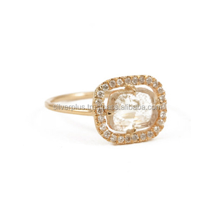 0,40 quilates en rodajas diamante anillo en sólido 14k oro rosa con pavé de diamante Natural al por mayor joyería de oro fabricante - Product Image 4