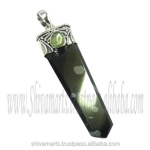 Moda de lujo mejor calidad 925 plata esterlina copo de nieve obsidiana piedra preciosa lápiz colgante joyería fina colgantes y dijes - Product Image 2