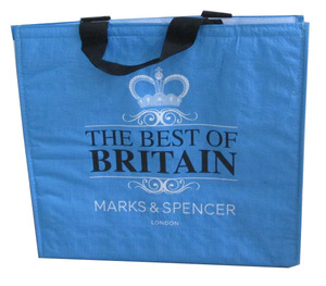 Bolsa reutilizable tejida de PP blanca con laminación de logotipo impreso CMYK con asas de correas de PP para facilitar el transporte para promociones - Product Image 1