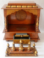 Tiroir de rangement en bois pour Mandir de prière |   Temple sculpté à la main pour la décoration de la maison |   Design traditionnel pour mariage, anniversaire, célébration