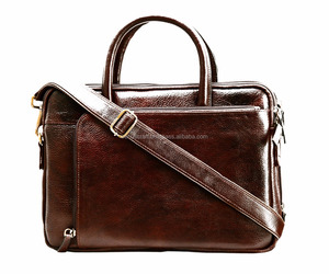 Unisex High Quality Genuine Leather <b>Laptop</b> Briefcase <b>Bags</b> Trending Brown Color Custom Design Size Shoulder Style For All Seasons - Product Image 3