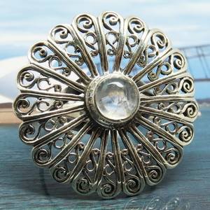 Impresionante, Natural Anillos de plata de ley 925 con piedra lunar de arcoíris, joyería de plata india con piedras preciosas en línea - Product Image 2