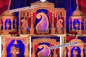 Boda de oro fibra decoraciones de Rajasthani tradicional boda escenario FRP boda Mughal paneles etapa - Product Image 3