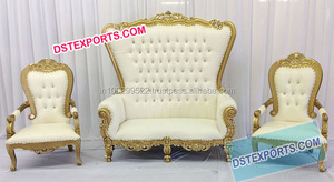 Ensemble de canapés en métal pour mariage royal Mobilier sculpté doré le plus récent Ensemble de canapés élégants pour le mariage indien en Australie - Product Image 4