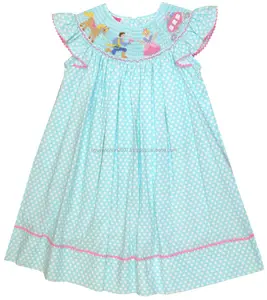 Blue Polka dot Cinderella Pricess smok bischof kleid für infant kleinkind mädchen