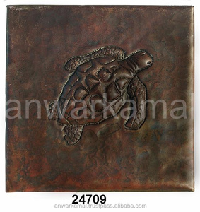 กระเบื้องทองแดงโบราณที่มีการออกแบบเต่าสำหรับผนัง - Product Image 1