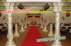 Puerta de bienvenida tallada de madera para boda, pilares de pavo real, puerta de entrada, elegante - Product Image 4