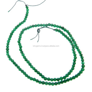 Cuentas de piedras preciosas de ónix verde de 16 pulgadas hechas a mano, cuentas de piedra de cristal sueltas lisas de 3,5mm para la fabricación de joyas - Product Image 1