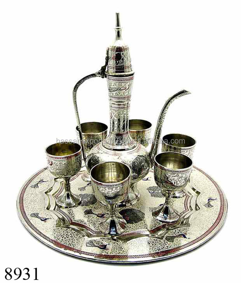 Латунный набор для арабского вина Aftaba ручной работы