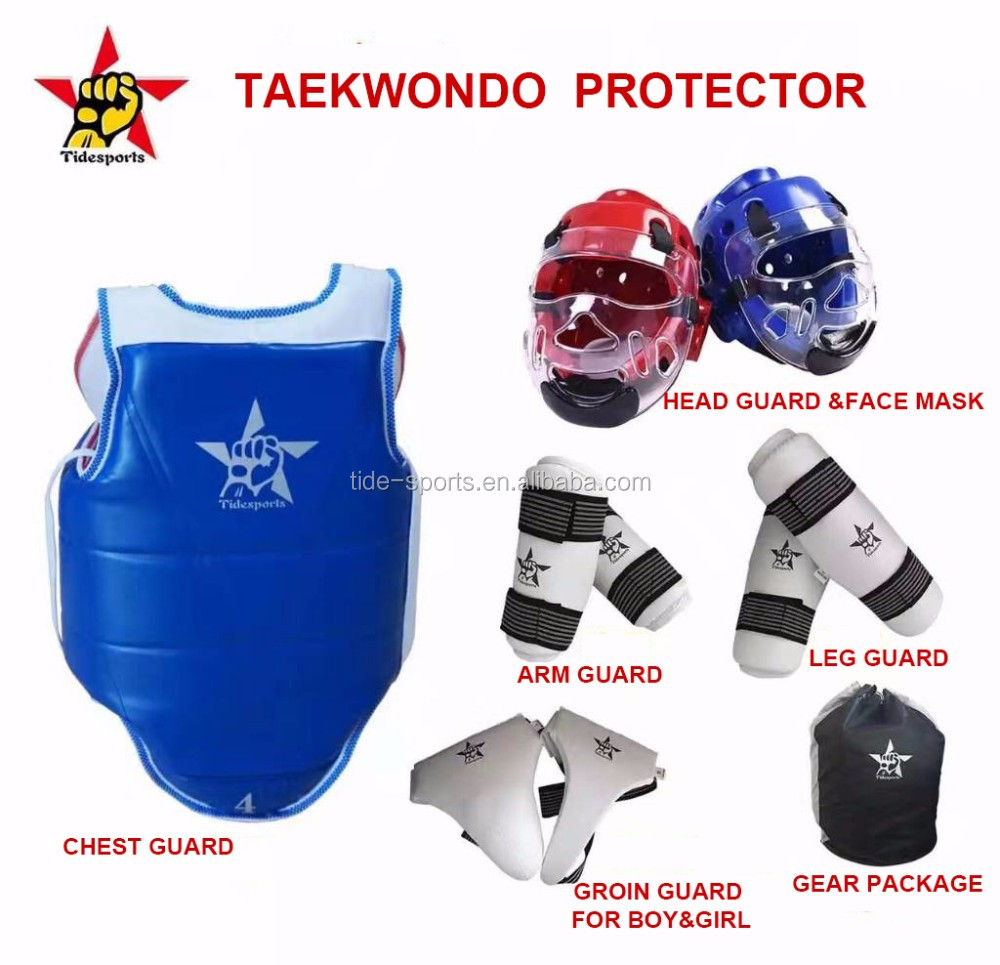 Protection Taekwondo – Ensemble Bras/jambes, Enfant/adulte, Tailles S/M/L