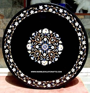 Mesa de Mármol con Incrustaciones, Tablero de Mesa de Comedor Rectangular con Incrustaciones de Mármol, Tablero de Mesa Hecho a Mano con Incrustaciones de Mármol Negro para Sala de Estar - Product Image 3