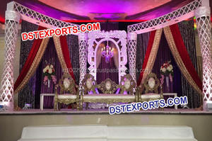 Conjunto de escenario de boda de Maharaja, conjunto de escenario de boda de diseño glorioso, Ringh, estilo srylankan, Palacio, conjunto de escenario de boda - Product Image 5