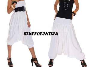 <strong>White</strong> Plain <strong>Harem</strong> <strong>Pants</strong> Cotton Trouser Baggy Gypsy Yoga Boho Genie Cotton Yoga Belly Thai Fisher <strong>Man</strong> Baggy <strong>Harem</strong> Trousers Solid