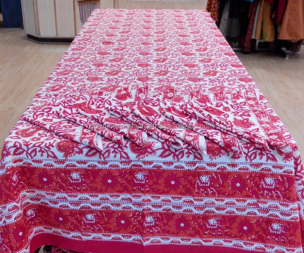 100%Cotton Multi Color Jaipur Hand Block Printed Table Covers With Napkins Custom Design Set Christmas Table Cloth For Decor