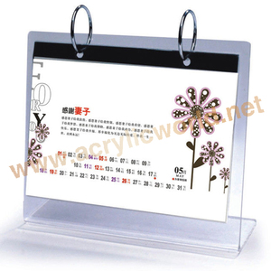 Soporte de escritorio acrílico transparente, con calendario y anillos - Product Image 1