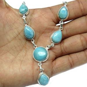 Winsome – collier en argent Sterling 925, perle bleu ciel, Larimar rond, bijoux en argent Unique, bijoux en argent frais - Product Image 2