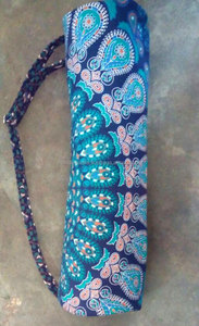 Sac de yoga en coton fait à la main, motif indien mandala, doublure en toile florale, fleur ouverte, bandoulière faite à la main - Product Image 3