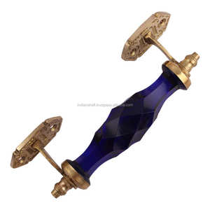 Bulk Cabinet Handle Handmade Glass Blue Cut Crystal Antique Design Wholesale Dresser Lot Vintage Drawer Cabinet Door Pull - Product Image 1