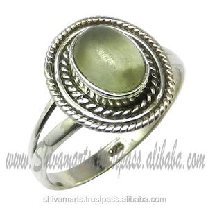 แหวนพลอยพรีไนต์ทรงกลมเงินสเตอร์ลิงสำหรับ925 925แหวนแหวนหมั้นแบบแฮนด์เมดแข็งผู้ผลิต - Product Image 2