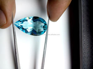 Pierre en verre de topaze bleu ciel synthétique, taille poire - Product Image 3