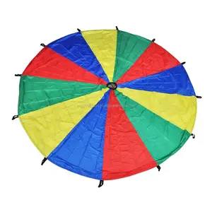 Outdoor kid flying parachute 30 Feet Children Play Rainbow Parachute with 8 Handles for Team Building Activity Game