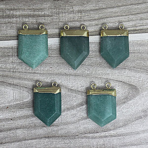 Aventurine Quartz en argent Sterling pendentif classique bijoux de mode plaqué or rhodium vert pointe de flèche breloques ensemble lunette de pierres précieuses - Product Image 5