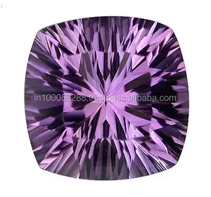 พลอยอเมทิสต์บราซิลธรรมชาติเบาะสองขั้นตอนเว้าตัดหลวมสำหรับการทำเครื่องประดับ - Product Image 1