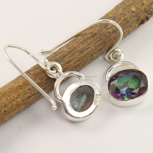 ลึกลับควอตซ์รูปไข่เพชรพลอยเหลี่ยมเพชรพลอยเล็กๆน้อยๆสวย925การตั้งค่าฝาเงินแท้สำหรับผู้หญิงเครื่องประดับที่ดี - Product Image 2