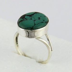 Anillo de Plata de Ley 925 con gema turquesa ovalada, joyería hecha a mano - Product Image 6