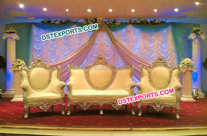 Conjunto de sofás tallados en plata para boda asiática, conjunto de sofás tallados en plata para boda moderna - Product Image 2